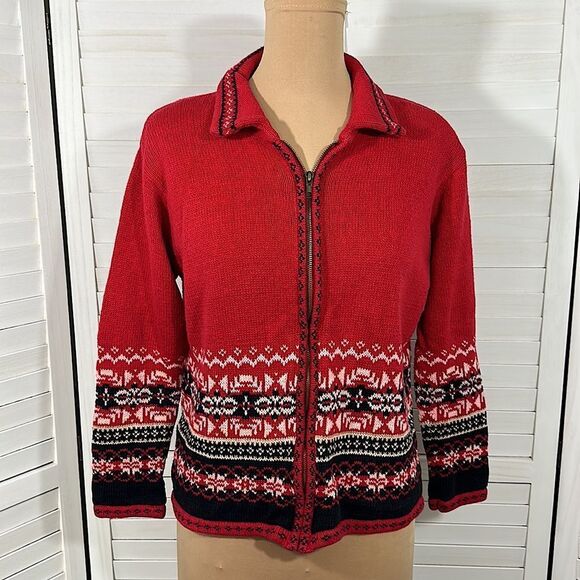 Christmas Sweater Jacket Small Vintage Ski Holiday 80s - Picture 6 of 14